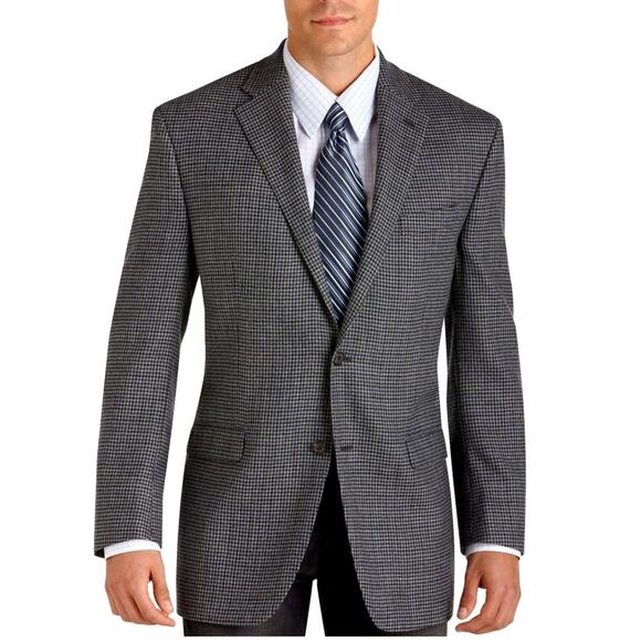 Ralph Lauren Mens 44S 100% WOOL Suit Jacket 2 Button Textured Blazer Navy Blue - Picture 1 of 9